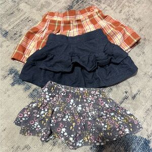 Set of Three Girls' Skirts - Plaid, Denim, Floral